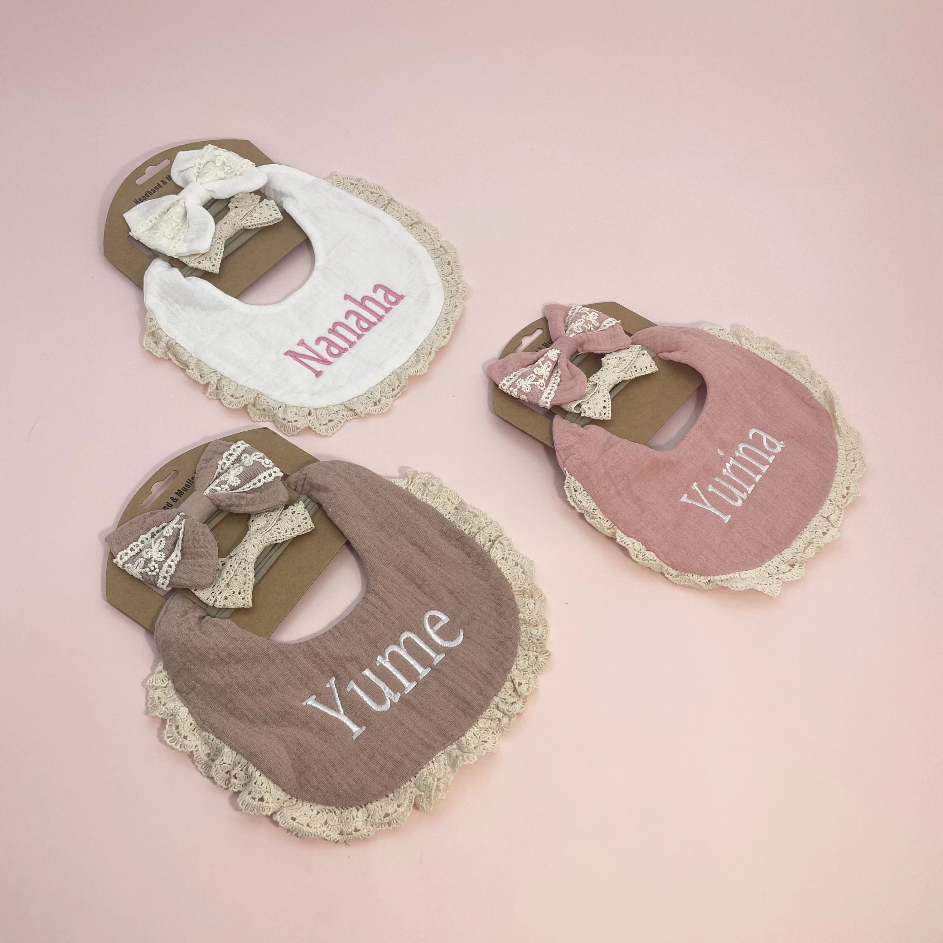 Personalized Cotton Baby Bib Custom Name Kids Feeding Saliva Towel Newborn Shower Gift Birth Gifts