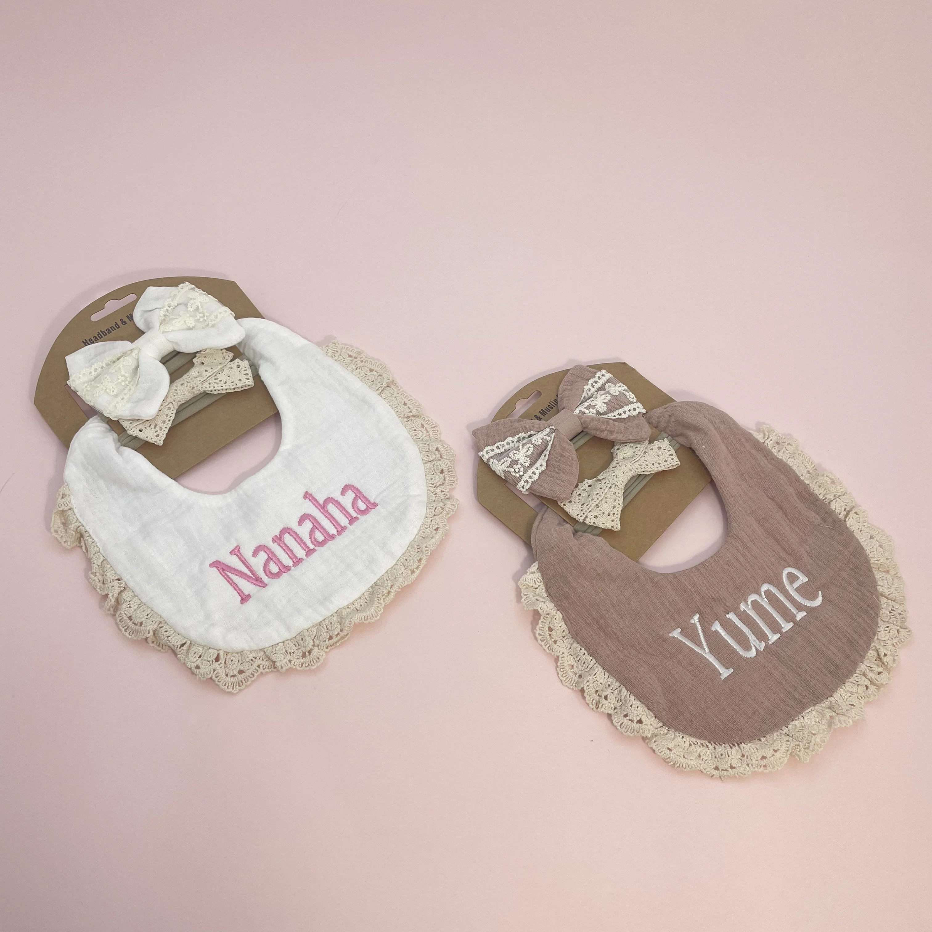 Personalized Cotton Baby Bib Custom Name Kids Feeding Saliva Towel Newborn Shower Gift Birth Gifts