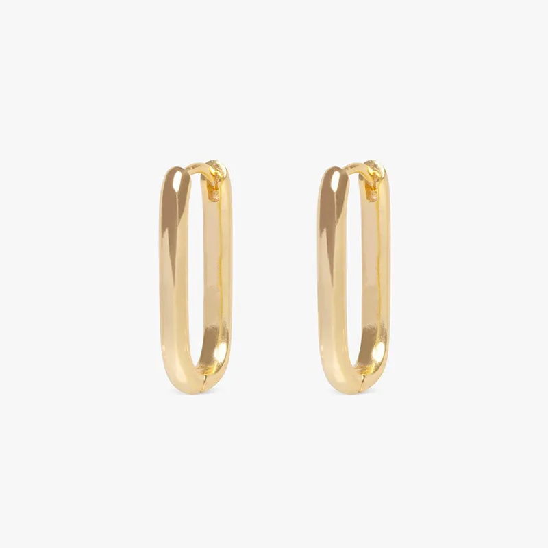 2PCS New Gold Color Square Hoop Earrings Women Men Stainless Steel Huggie Minimalist Punk Unisex Rock Earrings Piercing Jewelry