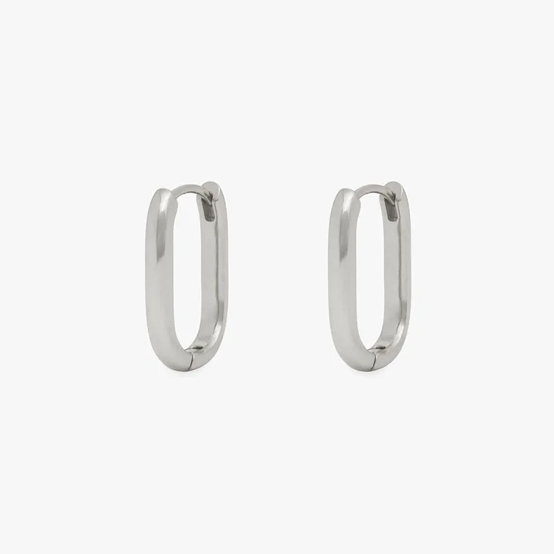 2PCS New Gold Color Square Hoop Earrings Women Men Stainless Steel Huggie Minimalist Punk Unisex Rock Earrings Piercing Jewelry