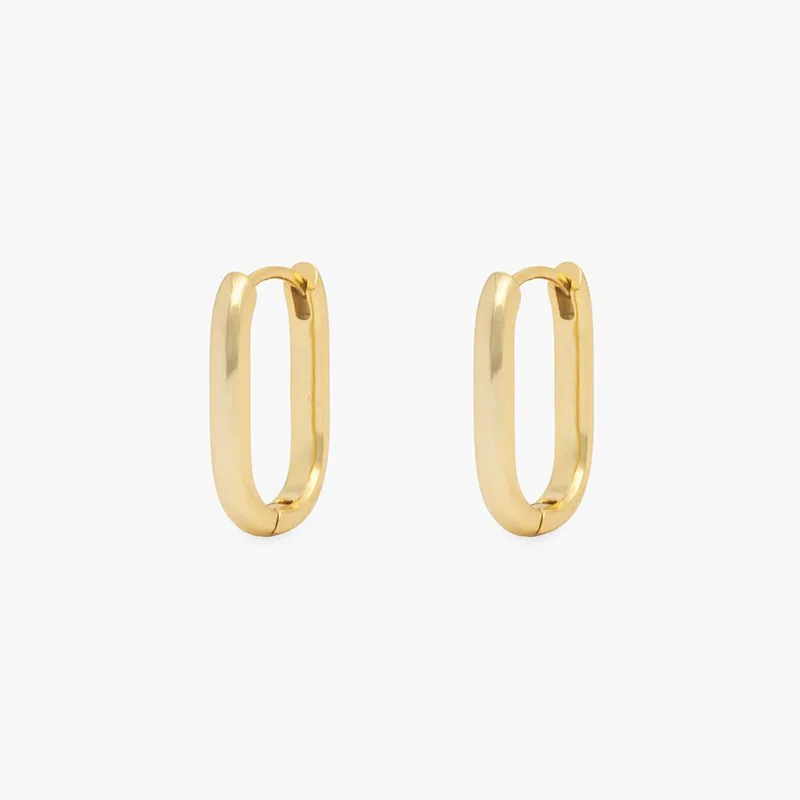 2PCS New Gold Color Square Hoop Earrings Women Men Stainless Steel Huggie Minimalist Punk Unisex Rock Earrings Piercing Jewelry