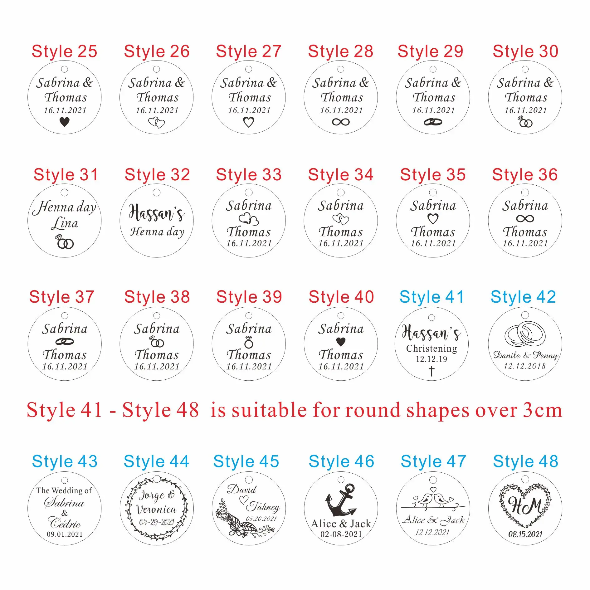 50pcs Personalized Name Shower Baby Baptism Tag Engraved Acrylic Round Circle Wedding Table Party Decoration Custome Gift Favors