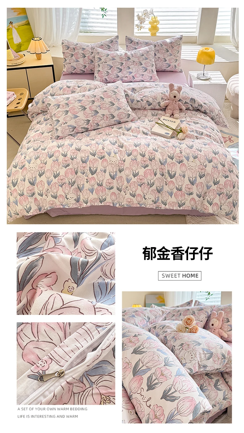 Cute Dog Printed Duvet Cover Set Brown Color Comforter Cover with Pillowcase for Kids Single/Queen/King Housse De Couette Full
