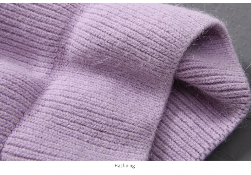 Casual Winter Hat for Women Real Rabbit Fur Beanie Ladies Fall Cashmere Hats Three Fold Thick Knitted Girls Skullies Beanies Cap