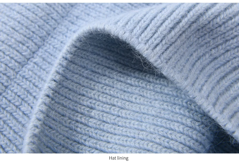 Casual Winter Hat for Women Real Rabbit Fur Beanie Ladies Fall Cashmere Hats Three Fold Thick Knitted Girls Skullies Beanies Cap