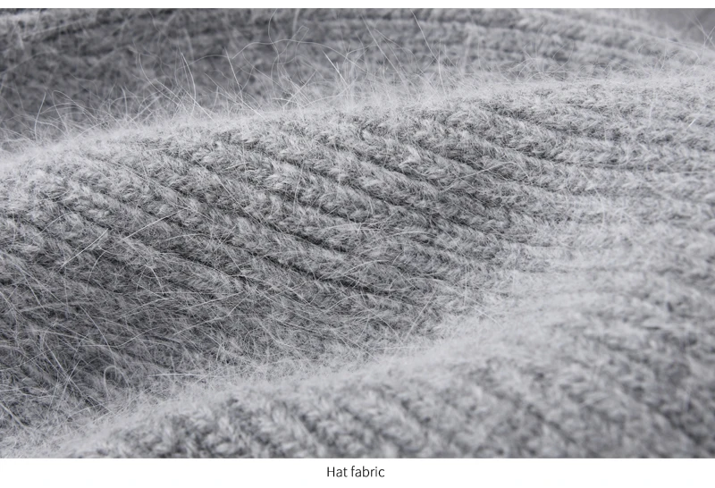 Casual Winter Hat for Women Real Rabbit Fur Beanie Ladies Fall Cashmere Hats Three Fold Thick Knitted Girls Skullies Beanies Cap