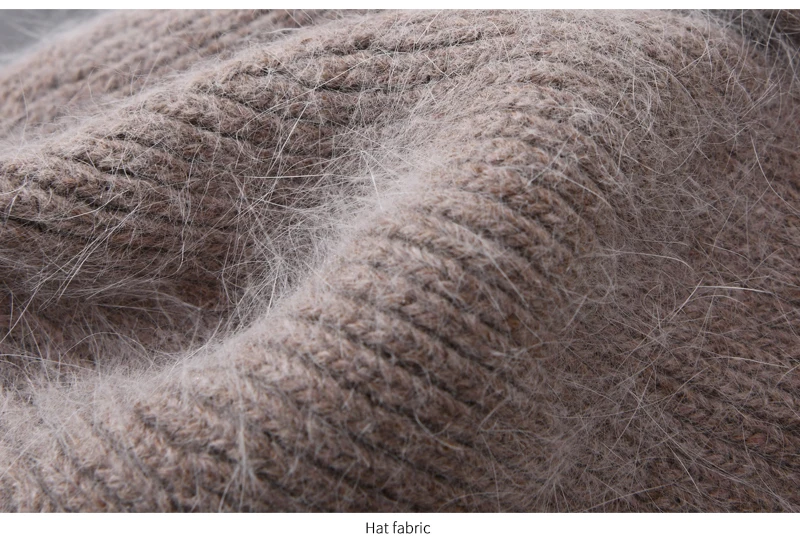 Casual Winter Hat for Women Real Rabbit Fur Beanie Ladies Fall Cashmere Hats Three Fold Thick Knitted Girls Skullies Beanies Cap