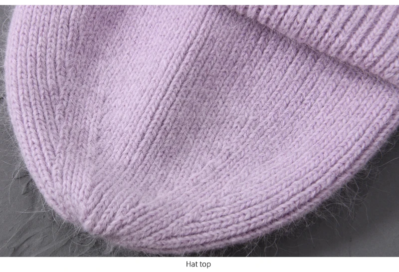 Casual Winter Hat for Women Real Rabbit Fur Beanie Ladies Fall Cashmere Hats Three Fold Thick Knitted Girls Skullies Beanies Cap