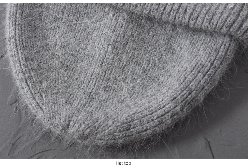 Casual Winter Hat for Women Real Rabbit Fur Beanie Ladies Fall Cashmere Hats Three Fold Thick Knitted Girls Skullies Beanies Cap
