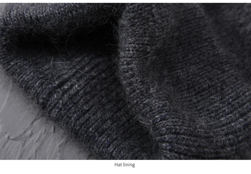 Casual Winter Hat for Women Real Rabbit Fur Beanie Ladies Fall Cashmere Hats Three Fold Thick Knitted Girls Skullies Beanies Cap