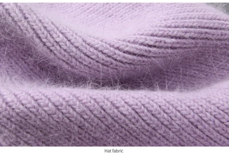 Casual Winter Hat for Women Real Rabbit Fur Beanie Ladies Fall Cashmere Hats Three Fold Thick Knitted Girls Skullies Beanies Cap