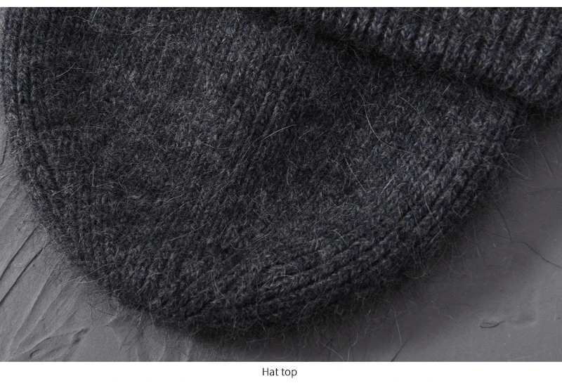 Casual Winter Hat for Women Real Rabbit Fur Beanie Ladies Fall Cashmere Hats Three Fold Thick Knitted Girls Skullies Beanies Cap