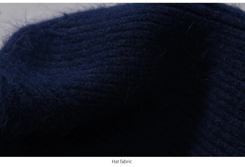 Casual Winter Hat for Women Real Rabbit Fur Beanie Ladies Fall Cashmere Hats Three Fold Thick Knitted Girls Skullies Beanies Cap