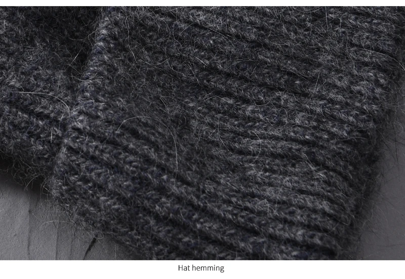Casual Winter Hat for Women Real Rabbit Fur Beanie Ladies Fall Cashmere Hats Three Fold Thick Knitted Girls Skullies Beanies Cap