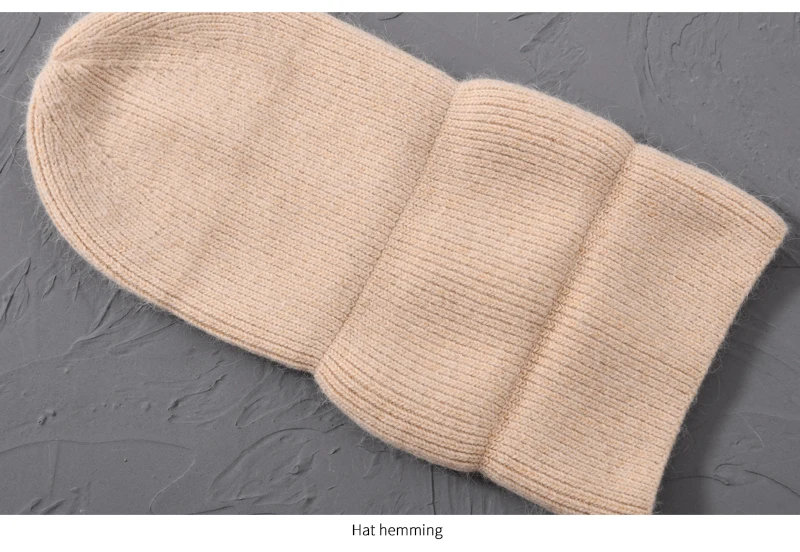 Casual Winter Hat for Women Real Rabbit Fur Beanie Ladies Fall Cashmere Hats Three Fold Thick Knitted Girls Skullies Beanies Cap