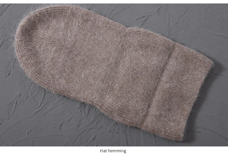 Casual Winter Hat for Women Real Rabbit Fur Beanie Ladies Fall Cashmere Hats Three Fold Thick Knitted Girls Skullies Beanies Cap