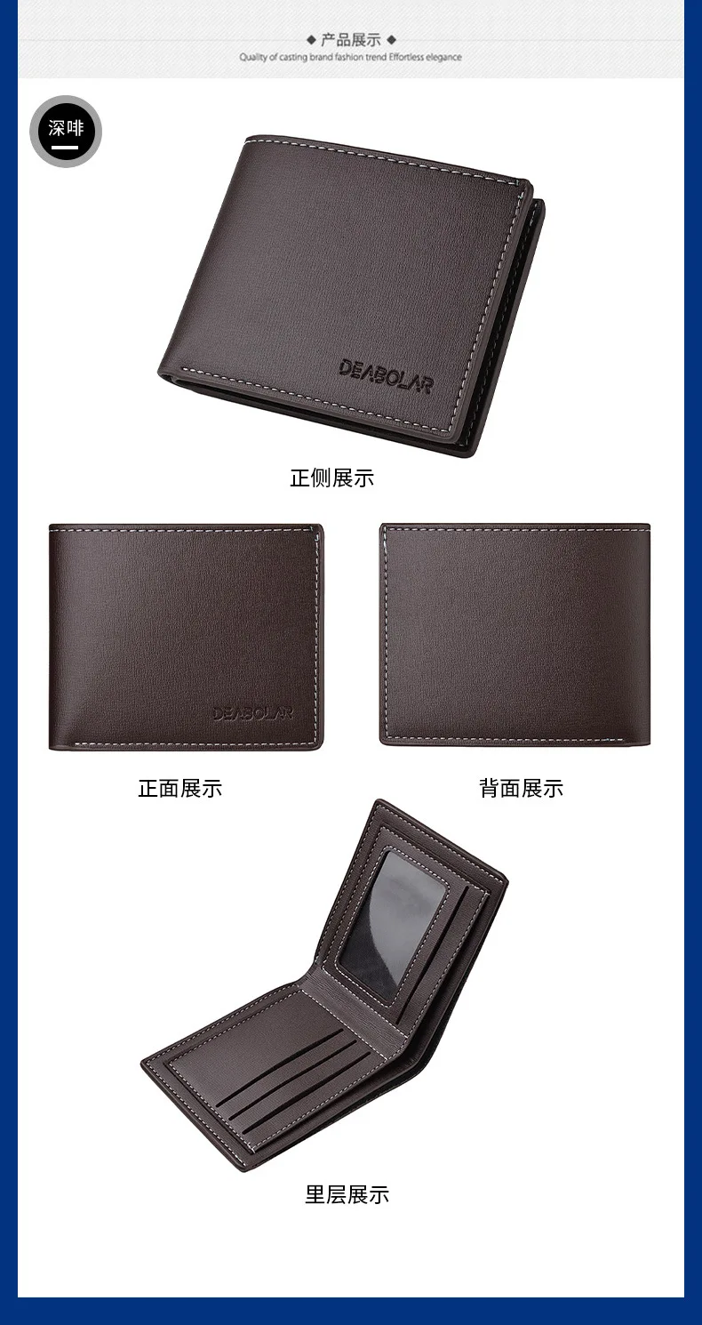 2023New Wallet Men Leather Purse for Men Wallets with Zipper Card Holder Coin Pocket Male Money Bag Classic Monederos De Hombre