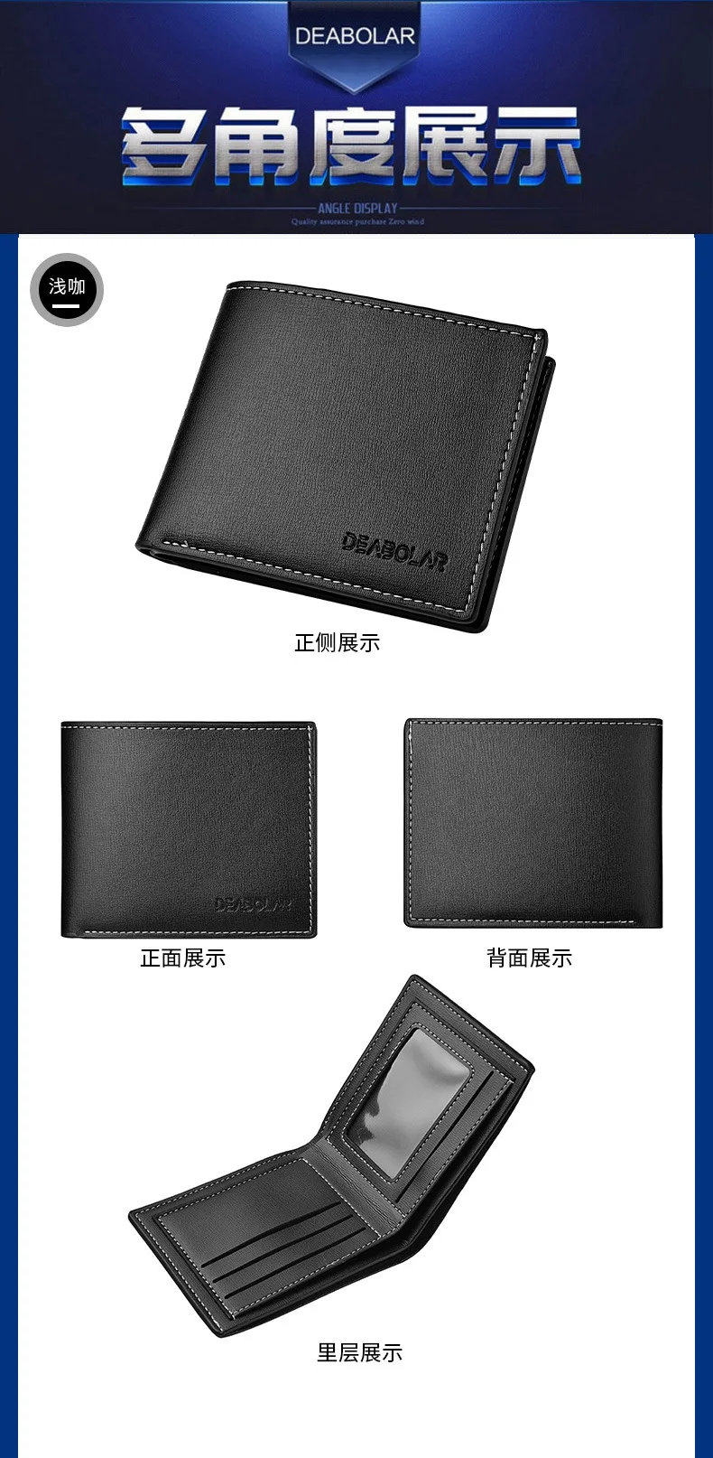 2023New Wallet Men Leather Purse for Men Wallets with Zipper Card Holder Coin Pocket Male Money Bag Classic Monederos De Hombre