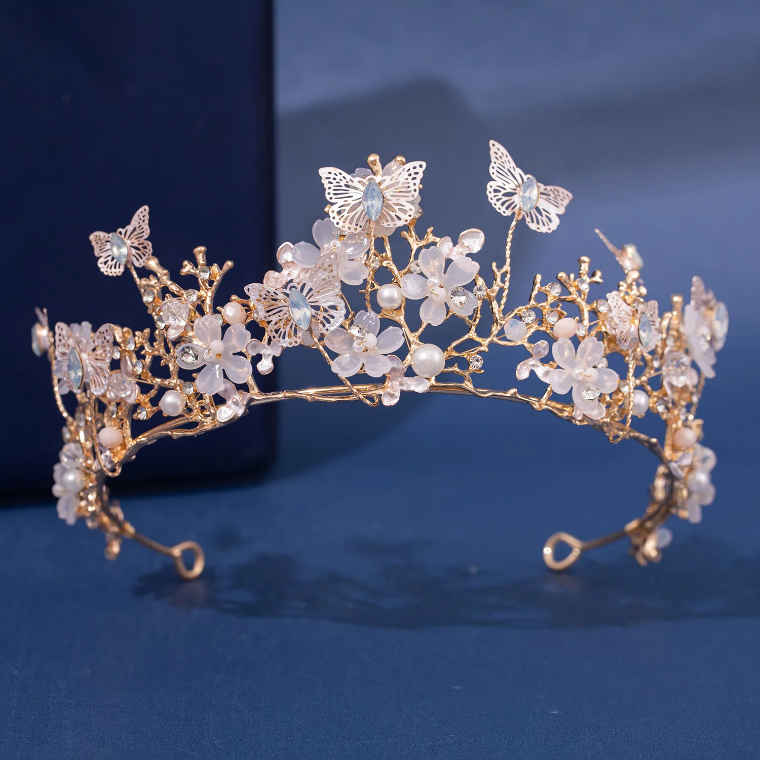Baroque Silver Color Purple Crystal Butterfly Bridal Tiaras Crowns Headpiece Rhinestone Pageant Diadem Wedding Hair Accessories
