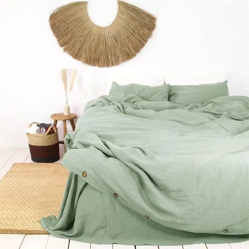 100% French Linen Natural Duvet Cover Soft Comfortable Quilt Comforter Cover Queen Durable Healthy Home Textiles Bedding