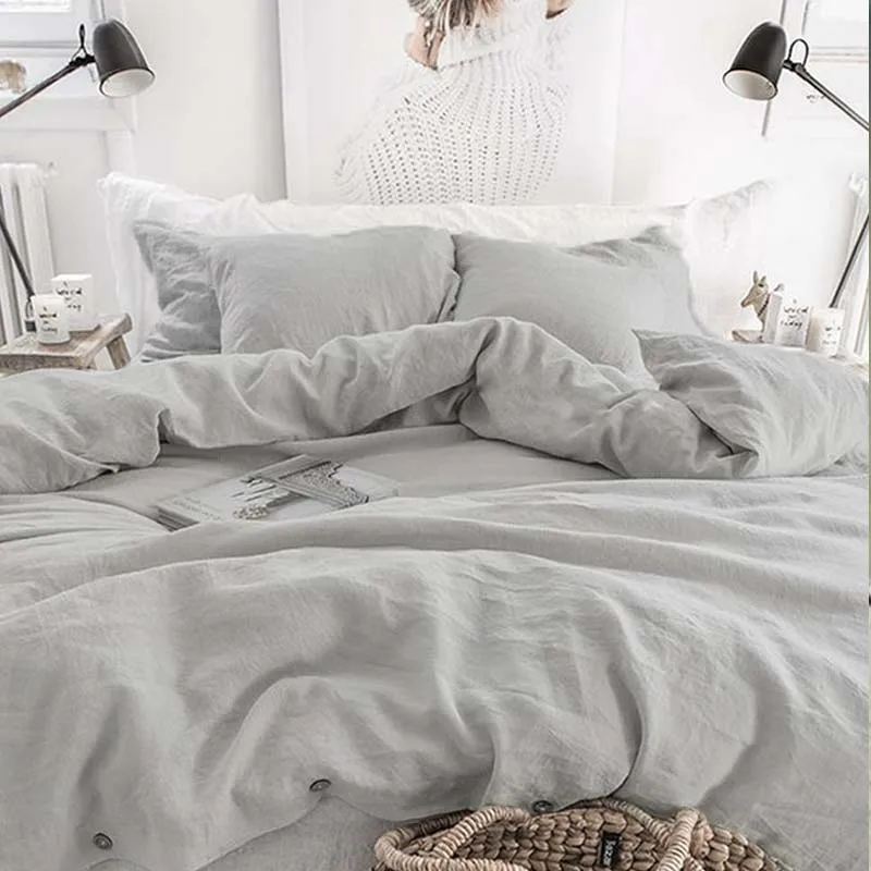 100% French Linen Natural Duvet Cover Soft Comfortable Quilt Comforter Cover Queen Durable Healthy Home Textiles Bedding