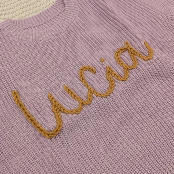 Personalized Hand Embroidered Name Sweaters Baby Knit Jumper Monogram Custom Name Sweaters Christmas gift Birthday Gift For Kid