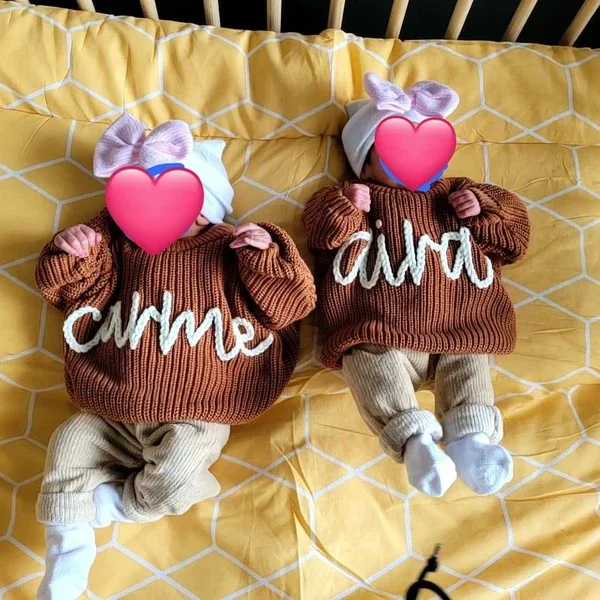 Personalized Hand Embroidered Name Sweaters Baby Knit Jumper Monogram Custom Name Sweaters Christmas gift Birthday Gift For Kid