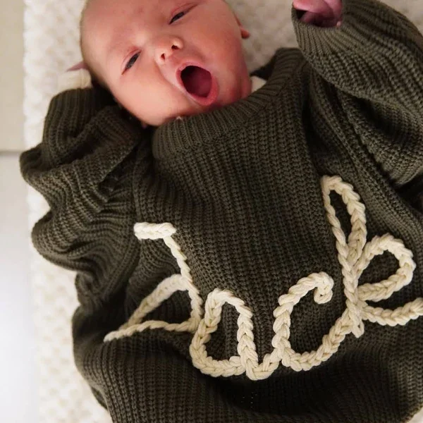 Personalized Hand Embroidered Name Sweaters Baby Knit Jumper Monogram Custom Name Sweaters Christmas gift Birthday Gift For Kid