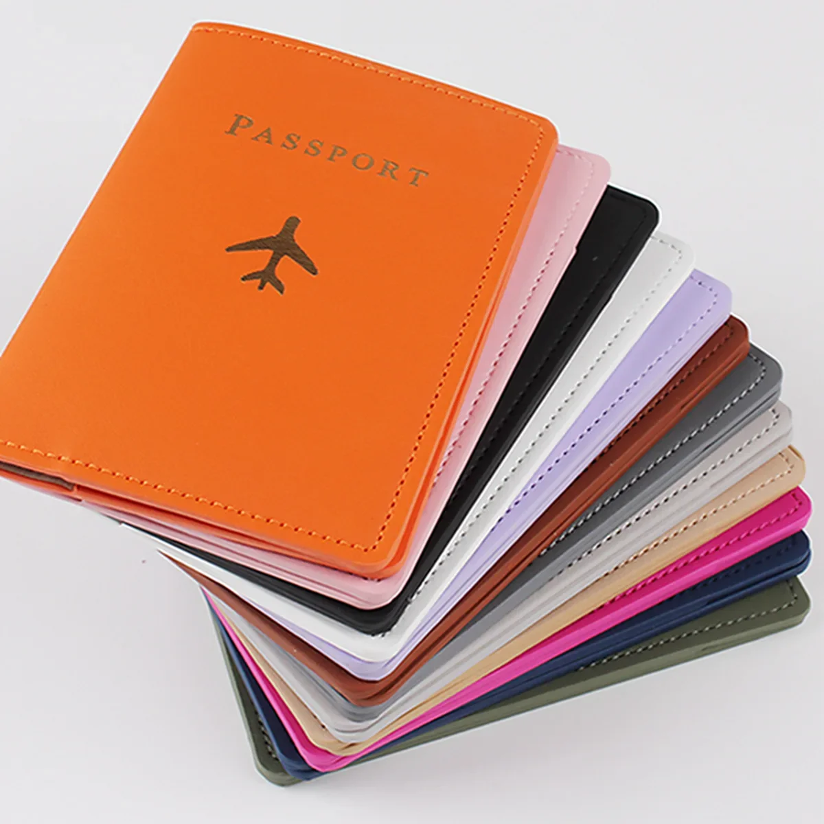 Women Men Solid Colour Passport Cover Case and Luggage Tag Fashion Travel Passport Card Holder Wallet Case Travel Accessories