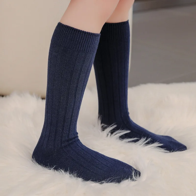 4-12 Years Children Knee-length Socks Spanish Style Autumn Fashion Solid Color Cotton Socks