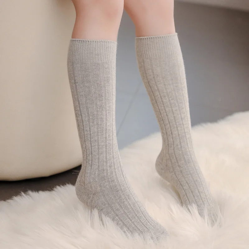 4-12 Years Children Knee-length Socks Spanish Style Autumn Fashion Solid Color Cotton Socks