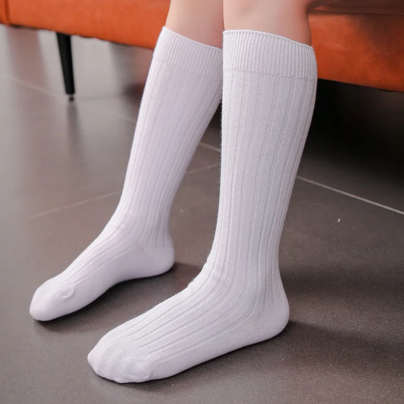 4-12 Years Children Knee-length Socks Spanish Style Autumn Fashion Solid Color Cotton Socks