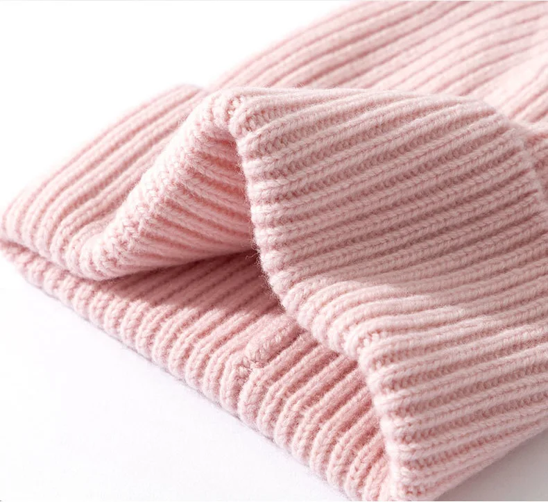 Wool Beanies Women Knitted Cap Hat Men Winter Warm Bonnet