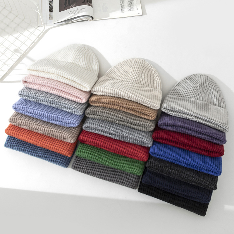 Wool Beanies Women Knitted Cap Hat Men Winter Warm Bonnet
