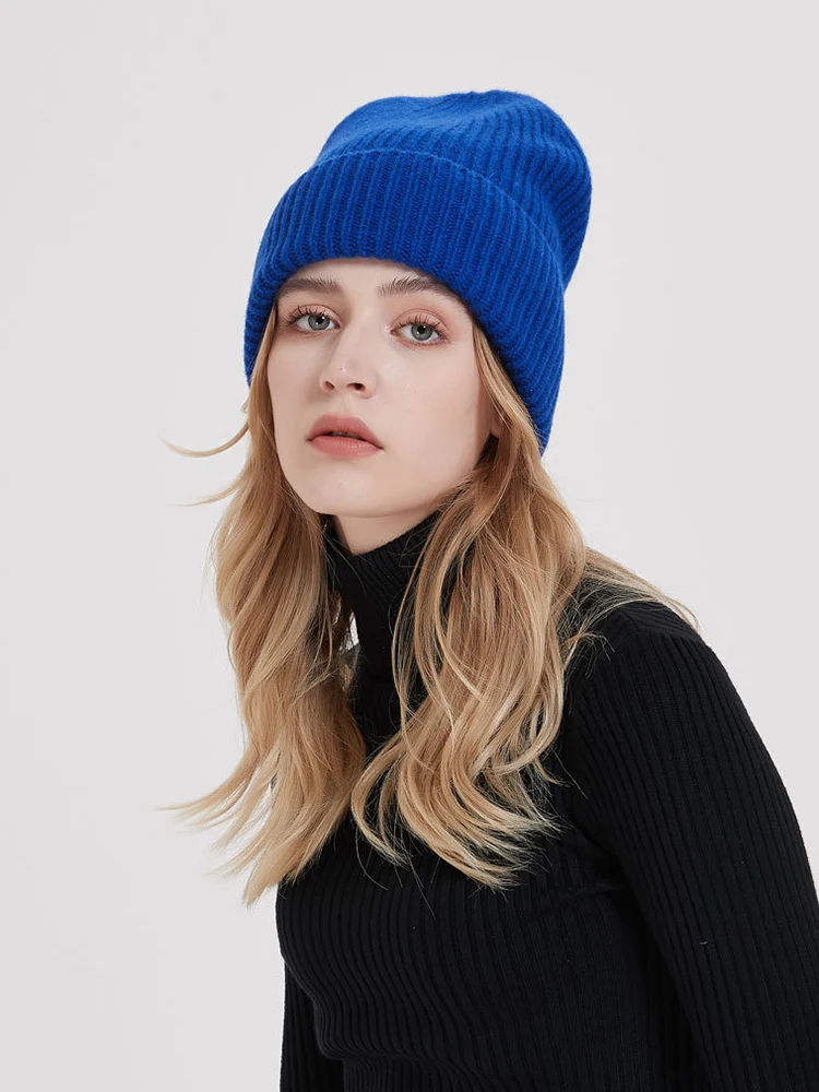 Wool Beanies Women Knitted Cap Hat Men Winter Warm Bonnet