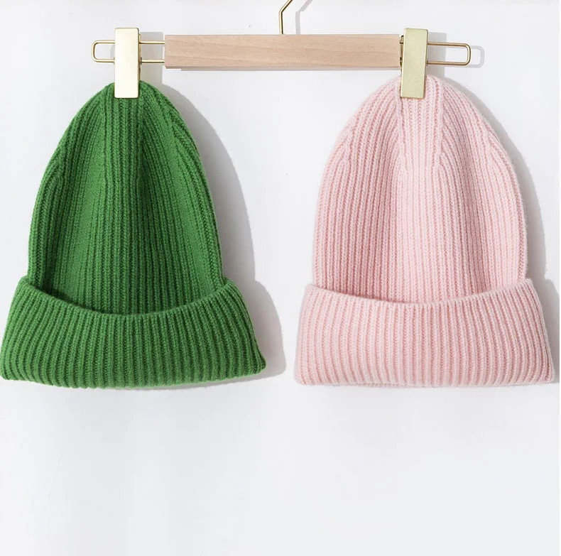 Wool Beanies Women Knitted Cap Hat Men Winter Warm Bonnet