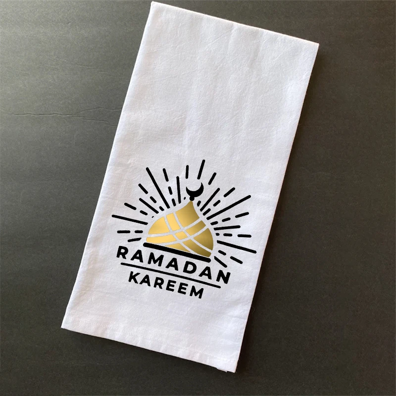 Ramadan Kareem white kitchen tea towel Muslim Islamic suhoor Iftar sehri happy Eid al-Fitr Eid Mubarak home decoration gift sign