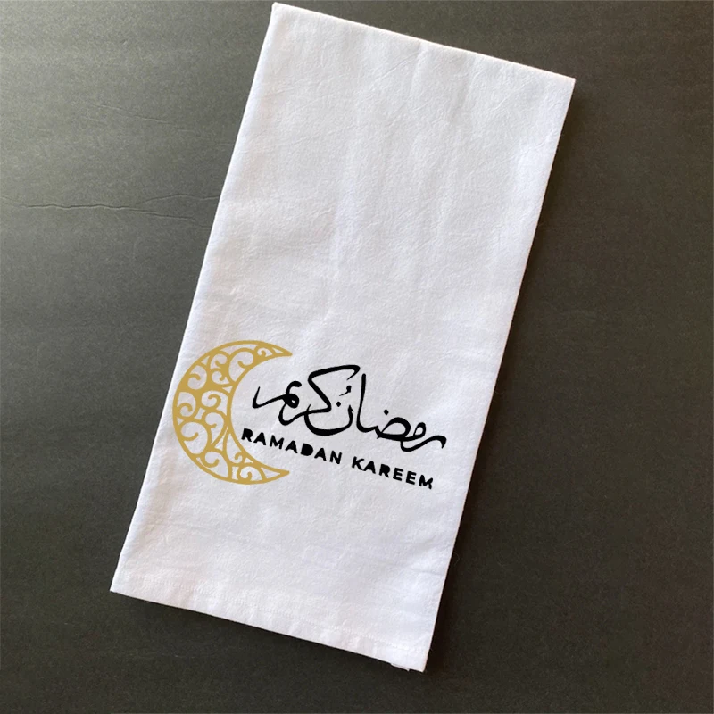 Ramadan Kareem white kitchen tea towel Muslim Islamic suhoor Iftar sehri happy Eid al-Fitr Eid Mubarak home decoration gift sign