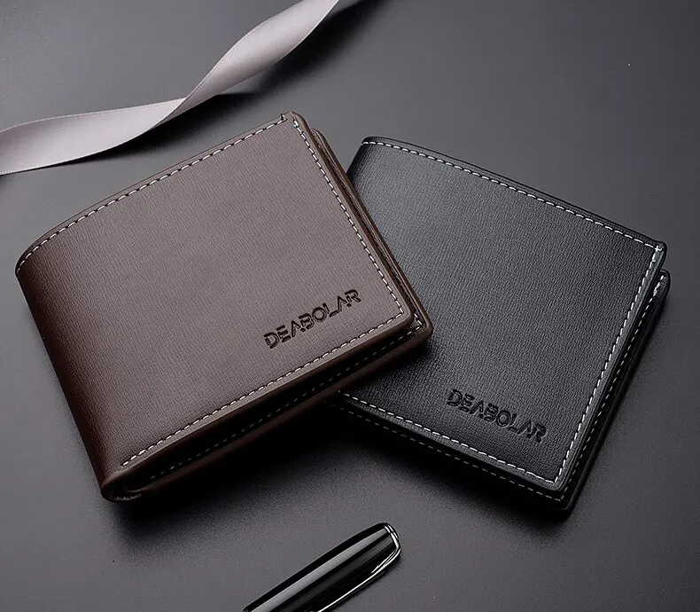 Pu Leather Men Short Wallet Thin Style Folding Young Men Credit Card Holder Wallet