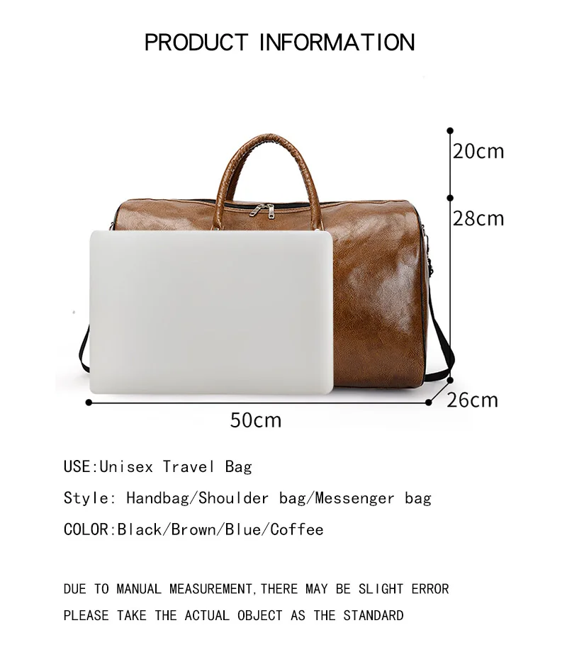 Travel Bag For Men Pu Leather Shoulder Bag Big Capacity Tote Bags For Women Fashion New Duffle Crossbody Bag Sports Pack luggage