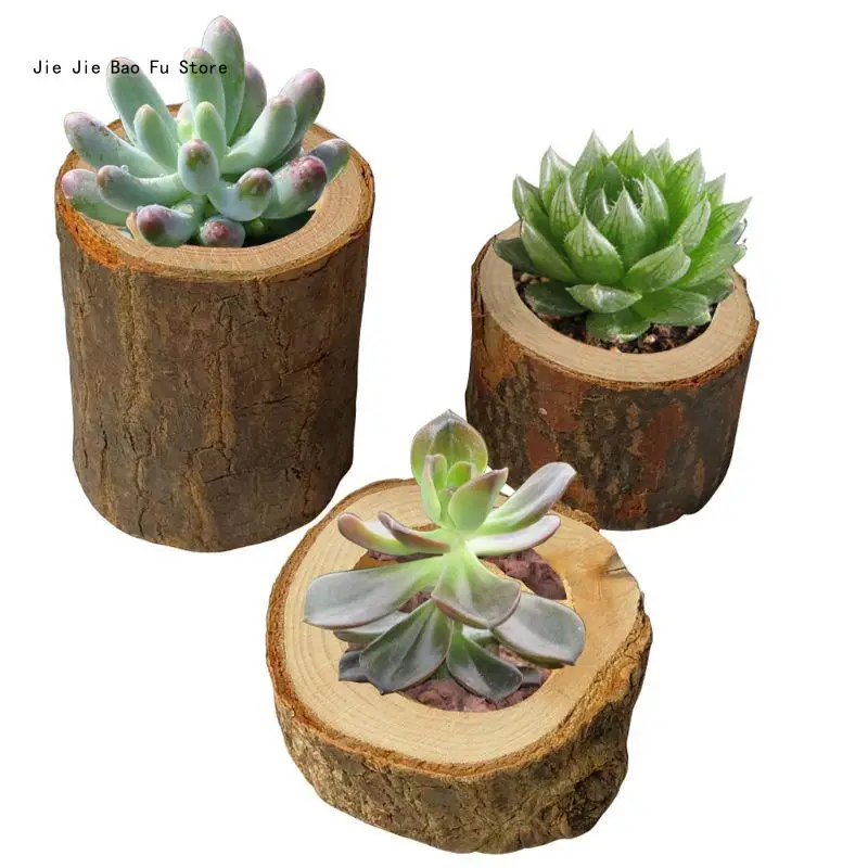 Wooden Stump Candle Holder Plant Flower Plot Ornament Craft Decoration for Birthday Party Valentine's Day Table Decor