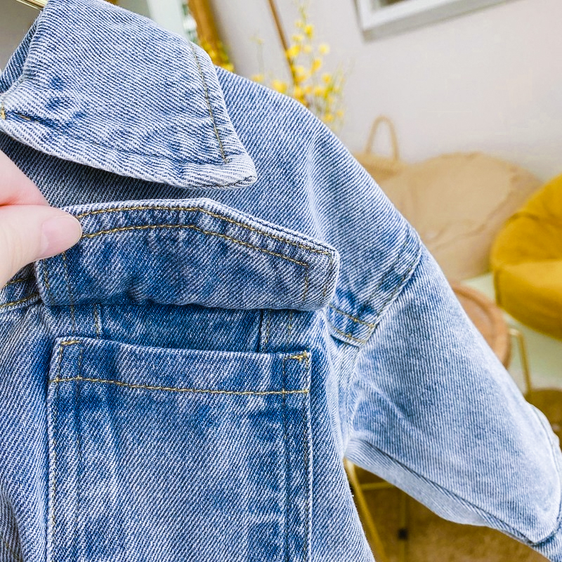 2022 Autumn Spring Fall Boys Casual Cartoon Denim Kids Jackets Turn-down Collar Long Sleeve Coat Girls Loose Tops for Teens