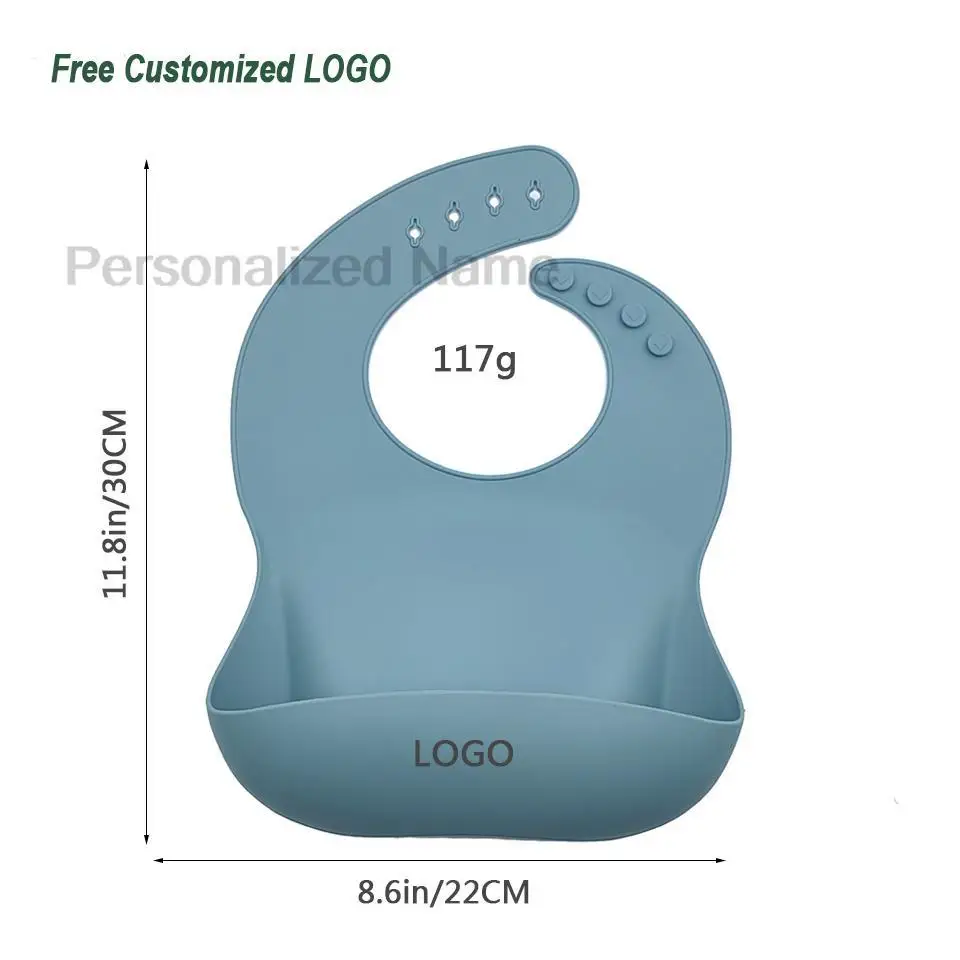 Silicone Baby Bib for Babies & Toddlers Waterproof Silicone Bibs Soft With Food Catcher Pocket for Boys & Girls Free Custom Logo
