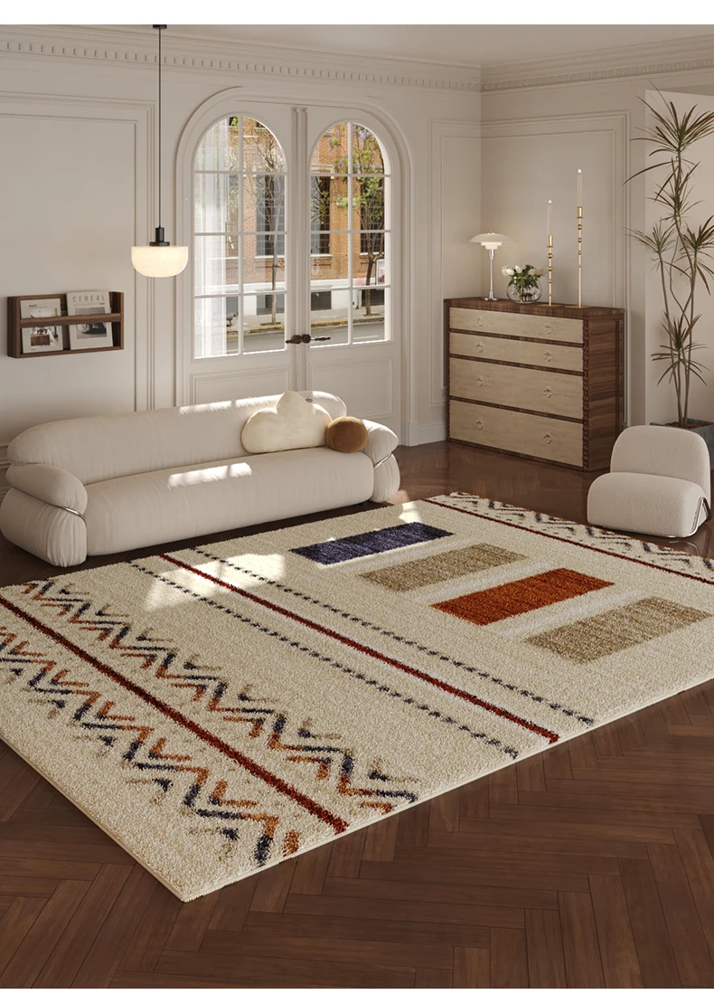 VIKAMA New Design Warm Wave Retro Winter Warm Non-slip Floor Mats Living Room Bedroom Sofa Washable Dirt-resistant Carpet