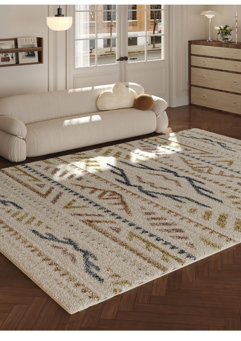 VIKAMA New Design Warm Wave Retro Winter Warm Non-slip Floor Mats Living Room Bedroom Sofa Washable Dirt-resistant Carpet