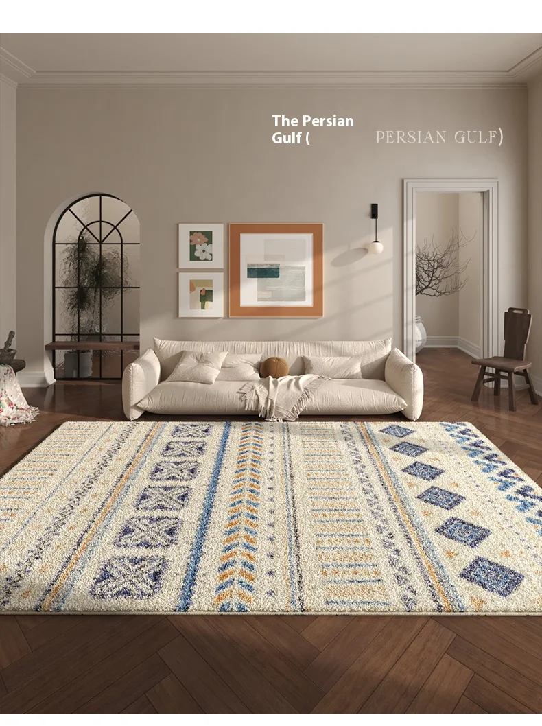 VIKAMA New Design Warm Wave Retro Winter Warm Non-slip Floor Mats Living Room Bedroom Sofa Washable Dirt-resistant Carpet