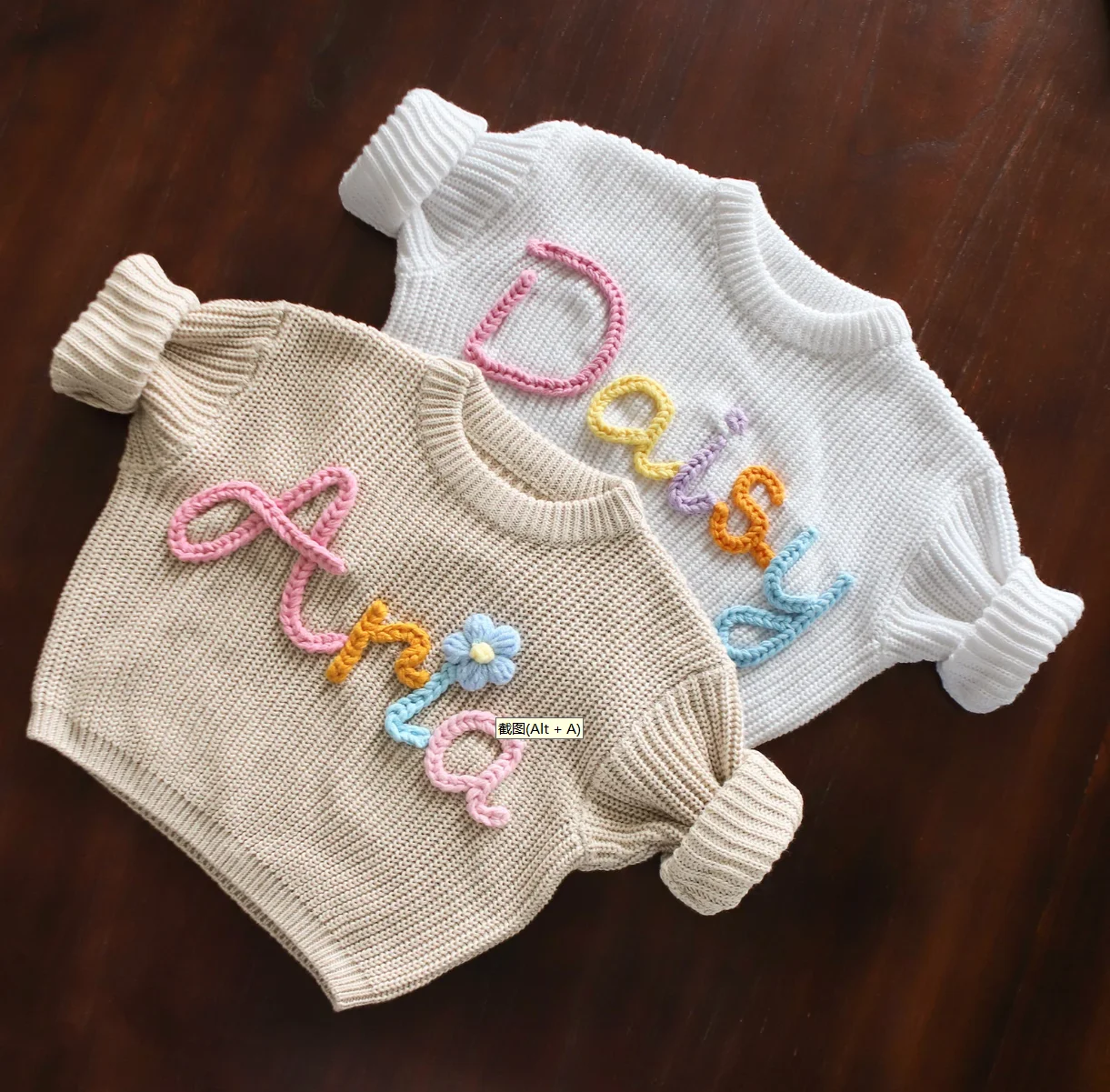 Personalized Baby Sweater, Custom Name Sweater, Hand Embroidery Name Sweater,Newborn Girl Coming Outfit winter baby girl clothes