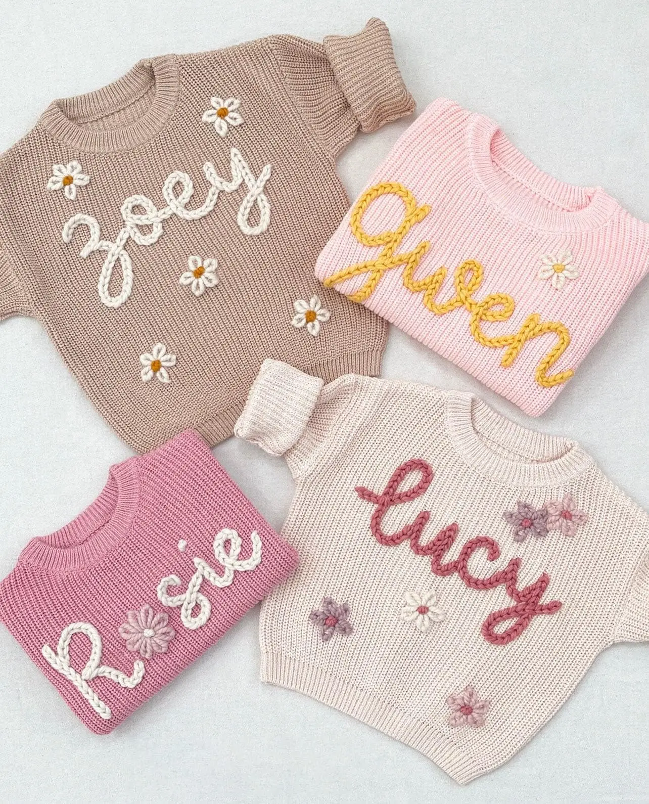 Personalized Baby Sweater, Custom Name Sweater, Hand Embroidery Name Sweater,Newborn Girl Coming Outfit winter baby girl clothes