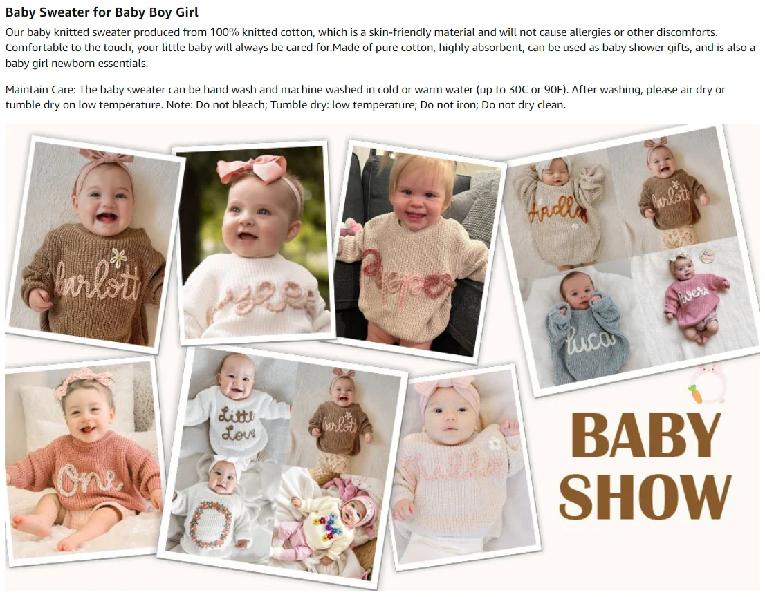 Personalized Baby Sweater, Custom Name Sweater, Hand Embroidery Name Sweater,Newborn Girl Coming Outfit winter baby girl clothes