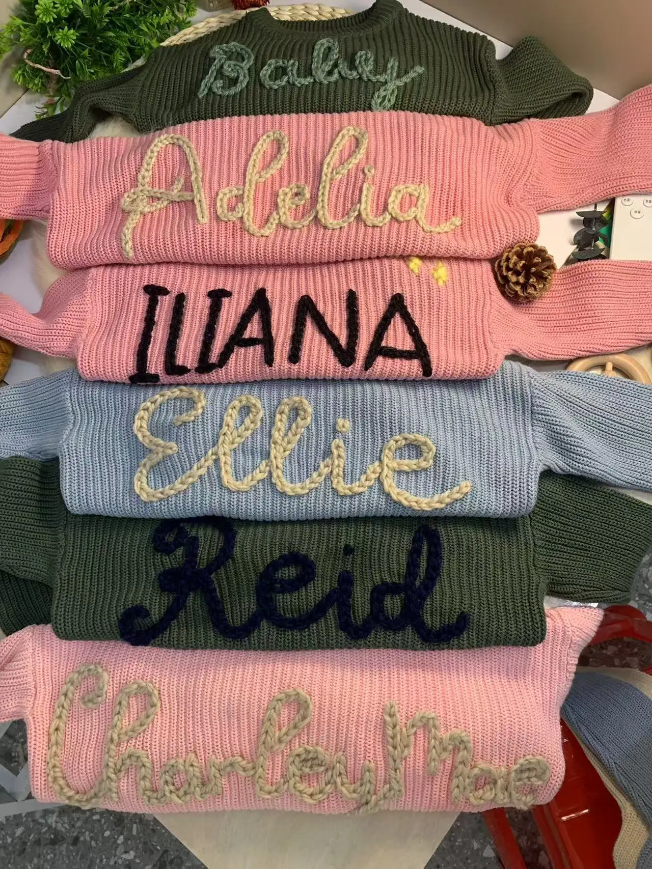 Personalized Baby Sweater, Custom Name Sweater, Hand Embroidery Name Sweater,Newborn Girl Coming Outfit winter baby girl clothes
